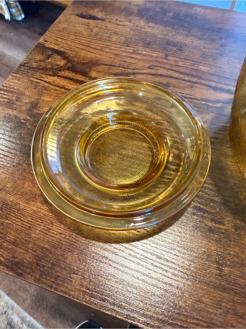Vintage 1970s Bartlett-Collins Amber Glass Mushroom Cookie Jar Canister with Lid
